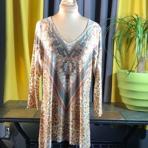 Reba size medium multi colored long sleeve shirt with embellishments